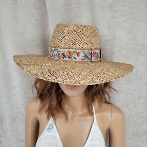 Bruce and Marci Sun Hat Antique Primrose Tapestry Ribbon Band Wide Brim Straw main image 5
